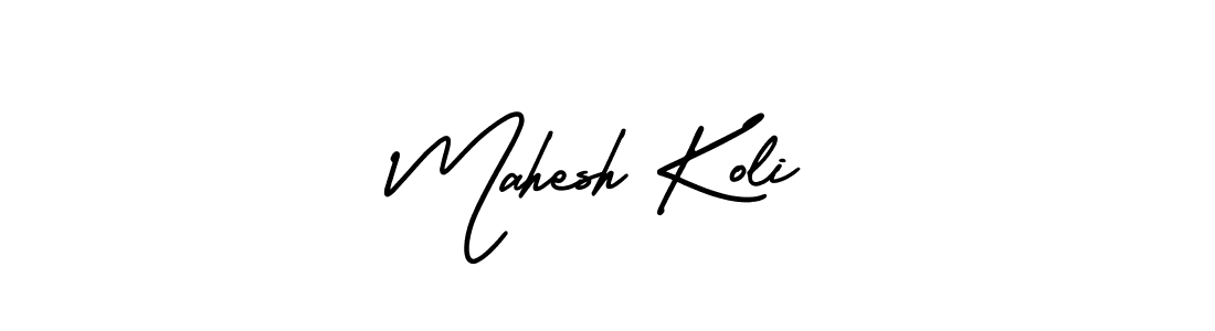 You should practise on your own different ways (AmerikaSignatureDemo-Regular) to write your name (Mahesh Koli) in signature. don't let someone else do it for you. Mahesh Koli signature style 3 images and pictures png