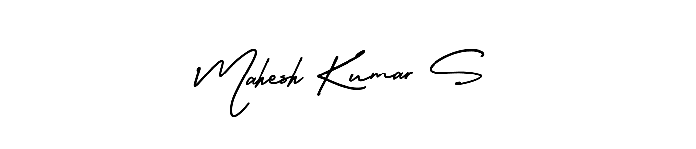 The best way (AmerikaSignatureDemo-Regular) to make a short signature is to pick only two or three words in your name. The name Mahesh Kumar S include a total of six letters. For converting this name. Mahesh Kumar S signature style 3 images and pictures png