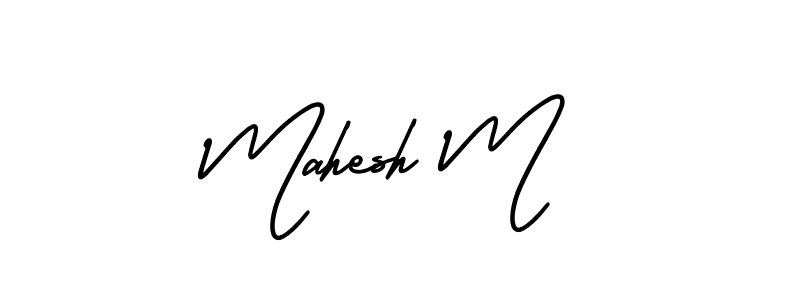 You should practise on your own different ways (AmerikaSignatureDemo-Regular) to write your name (Mahesh M) in signature. don't let someone else do it for you. Mahesh M signature style 3 images and pictures png