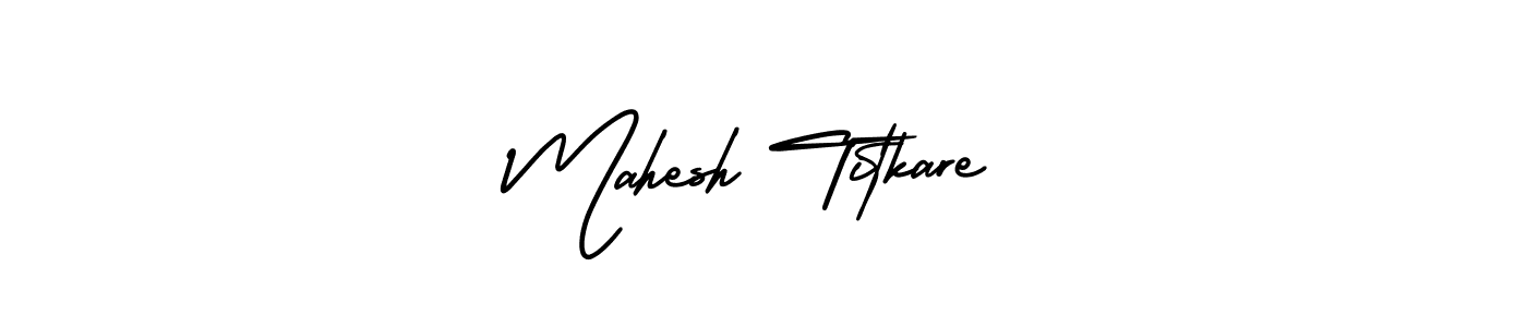 The best way (AmerikaSignatureDemo-Regular) to make a short signature is to pick only two or three words in your name. The name Mahesh Titkare include a total of six letters. For converting this name. Mahesh Titkare signature style 3 images and pictures png