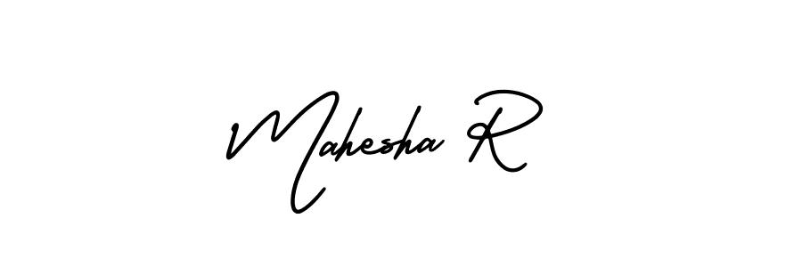 You should practise on your own different ways (AmerikaSignatureDemo-Regular) to write your name (Mahesha R) in signature. don't let someone else do it for you. Mahesha R signature style 3 images and pictures png