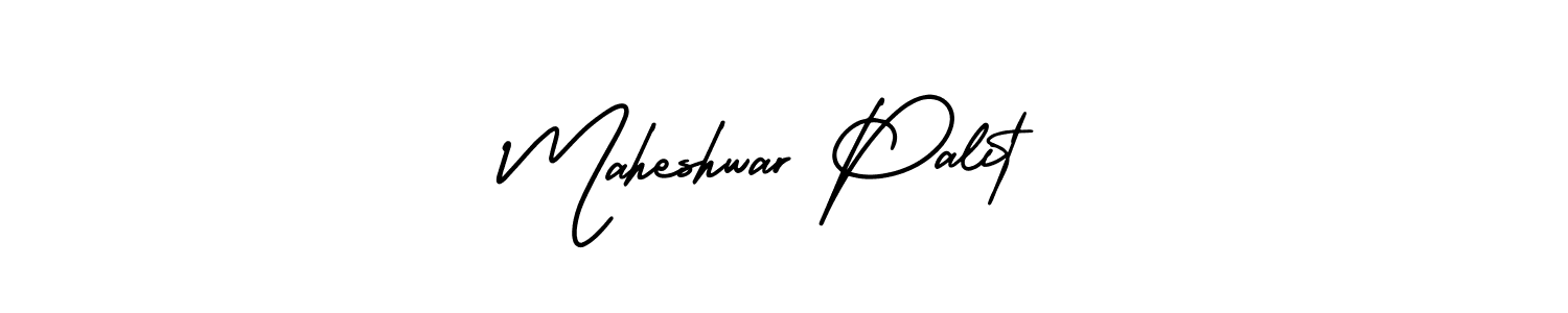 You should practise on your own different ways (AmerikaSignatureDemo-Regular) to write your name (Maheshwar Palit) in signature. don't let someone else do it for you. Maheshwar Palit signature style 3 images and pictures png