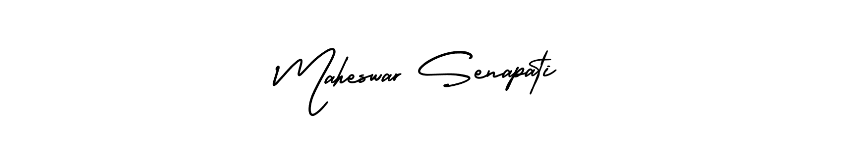 This is the best signature style for the Maheswar Senapati name. Also you like these signature font (AmerikaSignatureDemo-Regular). Mix name signature. Maheswar Senapati signature style 3 images and pictures png