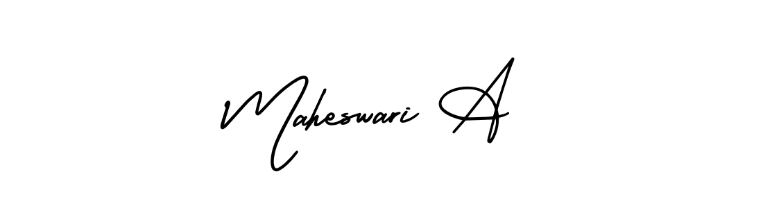 The best way (AmerikaSignatureDemo-Regular) to make a short signature is to pick only two or three words in your name. The name Maheswari A include a total of six letters. For converting this name. Maheswari A signature style 3 images and pictures png