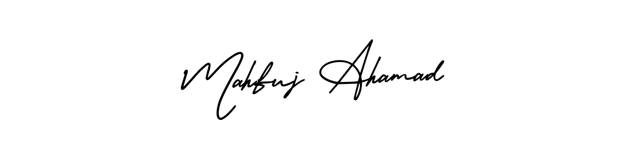 This is the best signature style for the Mahfuj Ahamad name. Also you like these signature font (AmerikaSignatureDemo-Regular). Mix name signature. Mahfuj Ahamad signature style 3 images and pictures png