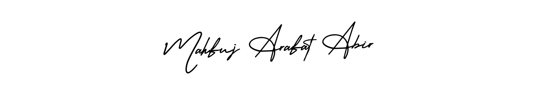 You should practise on your own different ways (AmerikaSignatureDemo-Regular) to write your name (Mahfuj Arafat Abir) in signature. don't let someone else do it for you. Mahfuj Arafat Abir signature style 3 images and pictures png