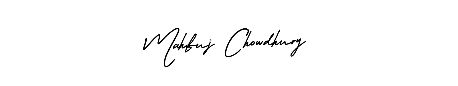 You should practise on your own different ways (AmerikaSignatureDemo-Regular) to write your name (Mahfuj Chowdhury) in signature. don't let someone else do it for you. Mahfuj Chowdhury signature style 3 images and pictures png