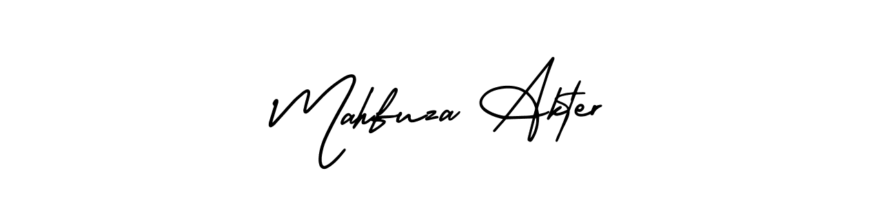 The best way (AmerikaSignatureDemo-Regular) to make a short signature is to pick only two or three words in your name. The name Mahfuza Akter include a total of six letters. For converting this name. Mahfuza Akter signature style 3 images and pictures png