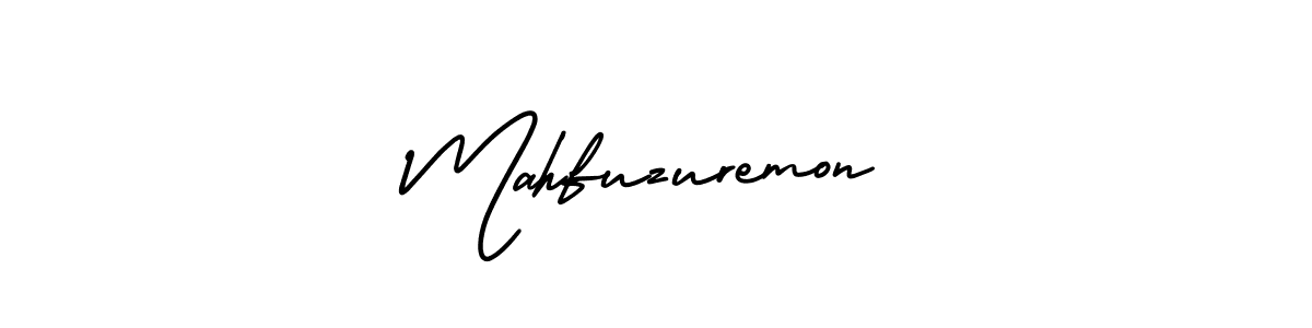 Make a beautiful signature design for name Mahfuzuremon. With this signature (AmerikaSignatureDemo-Regular) style, you can create a handwritten signature for free. Mahfuzuremon signature style 3 images and pictures png