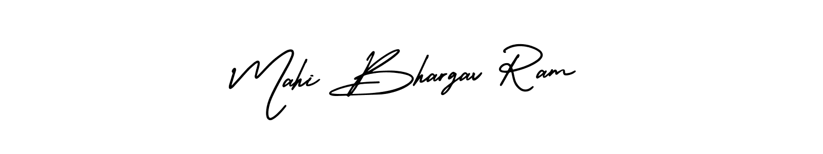 You should practise on your own different ways (AmerikaSignatureDemo-Regular) to write your name (Mahi Bhargav Ram) in signature. don't let someone else do it for you. Mahi Bhargav Ram signature style 3 images and pictures png