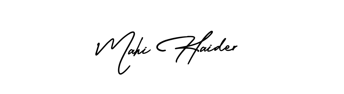 The best way (AmerikaSignatureDemo-Regular) to make a short signature is to pick only two or three words in your name. The name Mahi Haider include a total of six letters. For converting this name. Mahi Haider signature style 3 images and pictures png