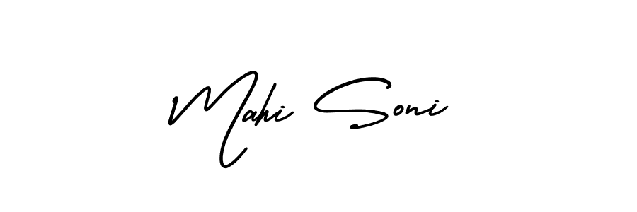 Mahi Soni stylish signature style. Best Handwritten Sign (AmerikaSignatureDemo-Regular) for my name. Handwritten Signature Collection Ideas for my name Mahi Soni. Mahi Soni signature style 3 images and pictures png
