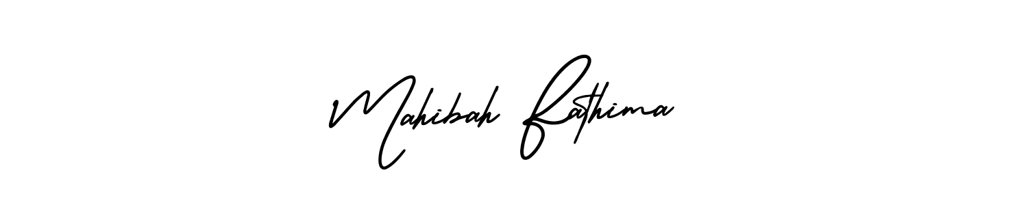 It looks lik you need a new signature style for name Mahibah Fathima. Design unique handwritten (AmerikaSignatureDemo-Regular) signature with our free signature maker in just a few clicks. Mahibah Fathima signature style 3 images and pictures png