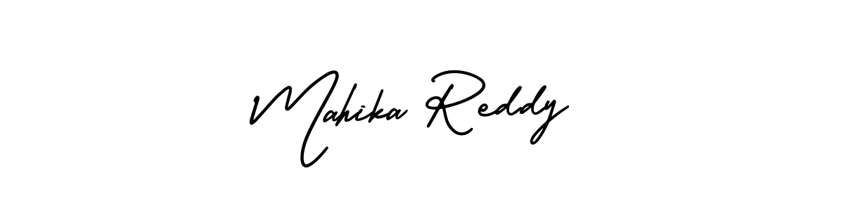 This is the best signature style for the Mahika Reddy name. Also you like these signature font (AmerikaSignatureDemo-Regular). Mix name signature. Mahika Reddy signature style 3 images and pictures png