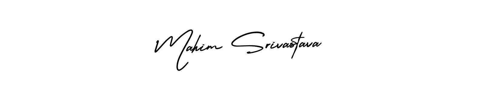 This is the best signature style for the Mahim Srivastava name. Also you like these signature font (AmerikaSignatureDemo-Regular). Mix name signature. Mahim Srivastava signature style 3 images and pictures png