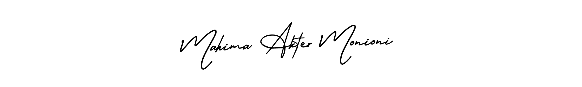 Similarly AmerikaSignatureDemo-Regular is the best handwritten signature design. Signature creator online .You can use it as an online autograph creator for name Mahima Akter Monioni. Mahima Akter Monioni signature style 3 images and pictures png