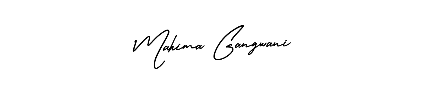 Mahima Gangwani stylish signature style. Best Handwritten Sign (AmerikaSignatureDemo-Regular) for my name. Handwritten Signature Collection Ideas for my name Mahima Gangwani. Mahima Gangwani signature style 3 images and pictures png
