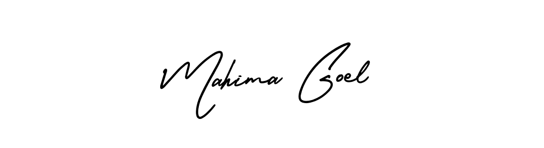 The best way (AmerikaSignatureDemo-Regular) to make a short signature is to pick only two or three words in your name. The name Mahima Goel include a total of six letters. For converting this name. Mahima Goel signature style 3 images and pictures png