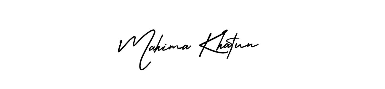 The best way (AmerikaSignatureDemo-Regular) to make a short signature is to pick only two or three words in your name. The name Mahima Khatun include a total of six letters. For converting this name. Mahima Khatun signature style 3 images and pictures png