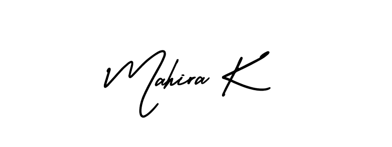 It looks lik you need a new signature style for name Mahira K. Design unique handwritten (AmerikaSignatureDemo-Regular) signature with our free signature maker in just a few clicks. Mahira K signature style 3 images and pictures png