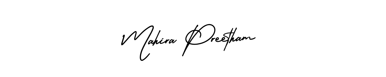 if you are searching for the best signature style for your name Mahira Preetham. so please give up your signature search. here we have designed multiple signature styles  using AmerikaSignatureDemo-Regular. Mahira Preetham signature style 3 images and pictures png