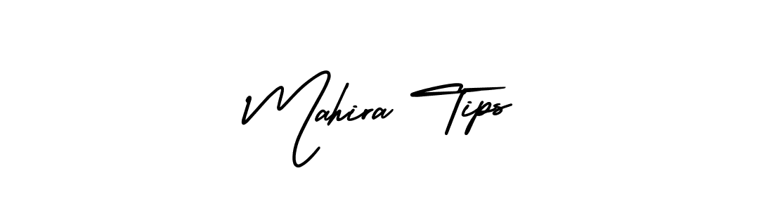 The best way (AmerikaSignatureDemo-Regular) to make a short signature is to pick only two or three words in your name. The name Mahira Tips include a total of six letters. For converting this name. Mahira Tips signature style 3 images and pictures png
