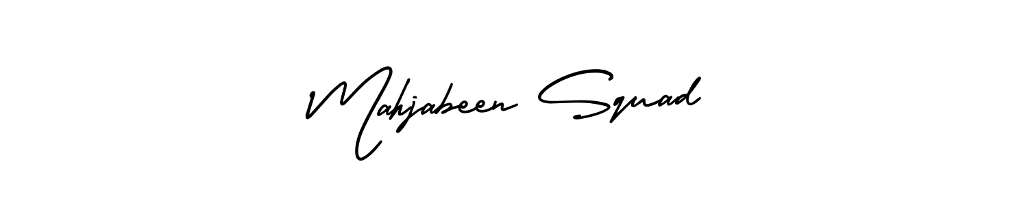 Mahjabeen Squad stylish signature style. Best Handwritten Sign (AmerikaSignatureDemo-Regular) for my name. Handwritten Signature Collection Ideas for my name Mahjabeen Squad. Mahjabeen Squad signature style 3 images and pictures png