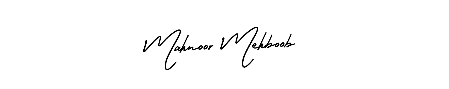 The best way (AmerikaSignatureDemo-Regular) to make a short signature is to pick only two or three words in your name. The name Mahnoor Mehboob include a total of six letters. For converting this name. Mahnoor Mehboob signature style 3 images and pictures png