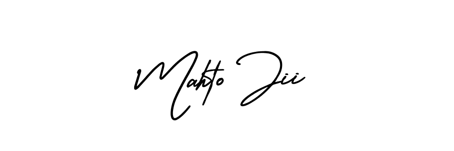 You should practise on your own different ways (AmerikaSignatureDemo-Regular) to write your name (Mahto Jii) in signature. don't let someone else do it for you. Mahto Jii signature style 3 images and pictures png