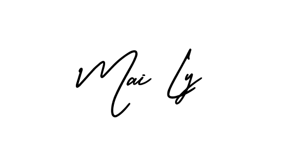 This is the best signature style for the Mai Ly name. Also you like these signature font (AmerikaSignatureDemo-Regular). Mix name signature. Mai Ly signature style 3 images and pictures png