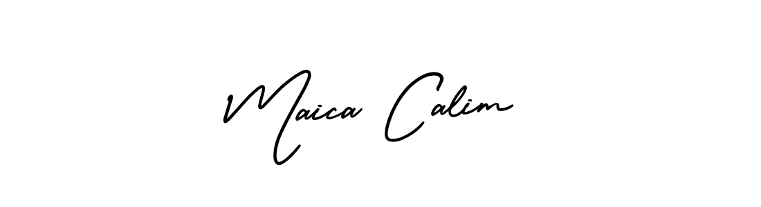 The best way (AmerikaSignatureDemo-Regular) to make a short signature is to pick only two or three words in your name. The name Maica Calim include a total of six letters. For converting this name. Maica Calim signature style 3 images and pictures png