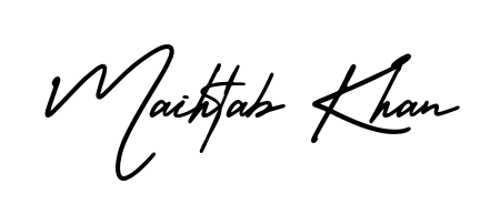 Practice writing Maihtab Khan with the flow of AmerikaSignatureDemo-Regular lettering. A fantastic source of inspiration for developing your personal signature style. Maihtab Khan signature style 3 images and pictures png