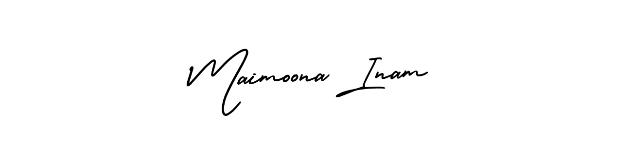 How to make Maimoona Inam name signature. Use AmerikaSignatureDemo-Regular style for creating short signs online. This is the latest handwritten sign. Maimoona Inam signature style 3 images and pictures png