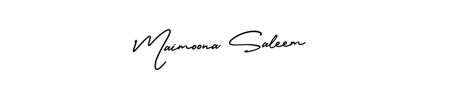 The best way (AmerikaSignatureDemo-Regular) to make a short signature is to pick only two or three words in your name. The name Maimoona Saleem include a total of six letters. For converting this name. Maimoona Saleem signature style 3 images and pictures png