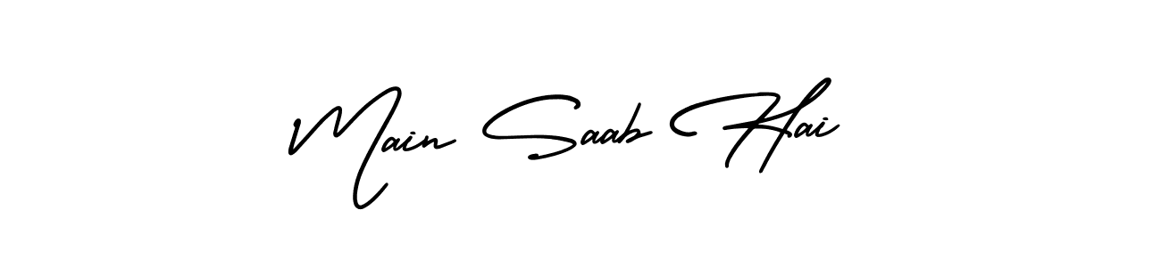 The best way (AmerikaSignatureDemo-Regular) to make a short signature is to pick only two or three words in your name. The name Main Saab Hai include a total of six letters. For converting this name. Main Saab Hai signature style 3 images and pictures png