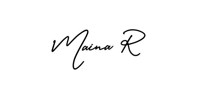 Maina R stylish signature style. Best Handwritten Sign (AmerikaSignatureDemo-Regular) for my name. Handwritten Signature Collection Ideas for my name Maina R. Maina R signature style 3 images and pictures png
