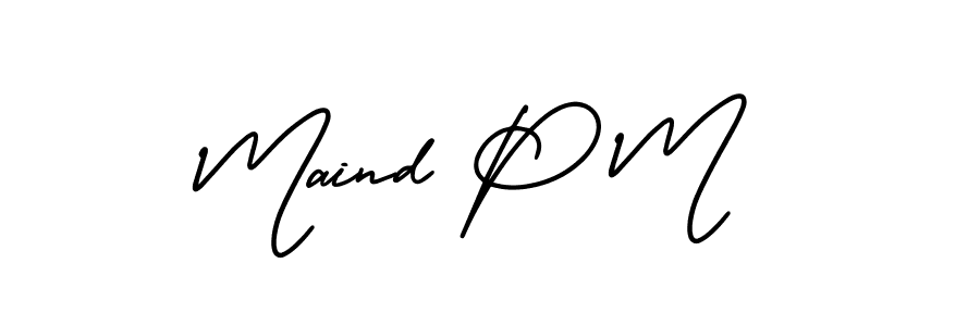 Use a signature maker to create a handwritten signature online. With this signature software, you can design (AmerikaSignatureDemo-Regular) your own signature for name Maind P M. Maind P M signature style 3 images and pictures png