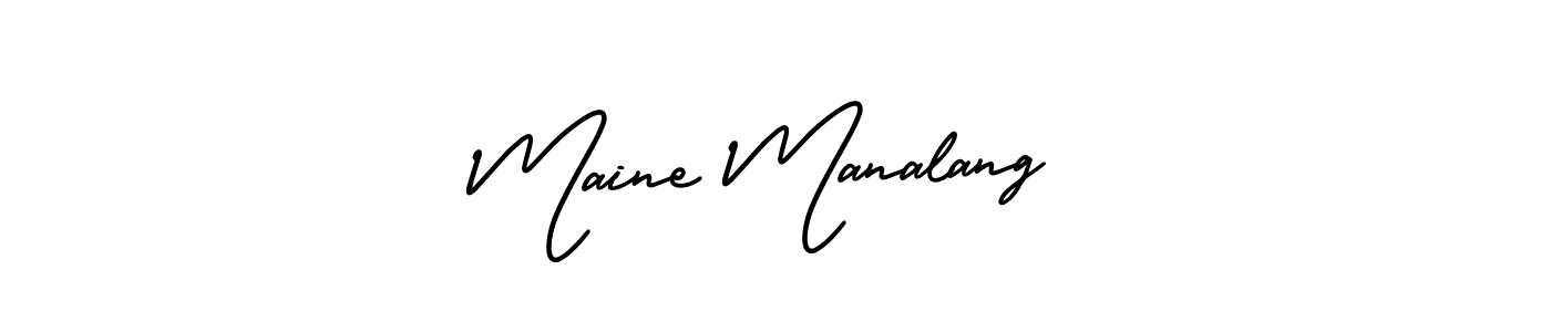 It looks lik you need a new signature style for name Maine Manalang. Design unique handwritten (AmerikaSignatureDemo-Regular) signature with our free signature maker in just a few clicks. Maine Manalang signature style 3 images and pictures png