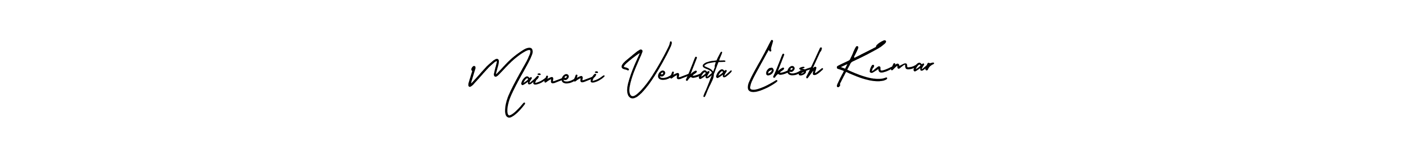This is the best signature style for the Maineni Venkata Lokesh Kumar name. Also you like these signature font (AmerikaSignatureDemo-Regular). Mix name signature. Maineni Venkata Lokesh Kumar signature style 3 images and pictures png