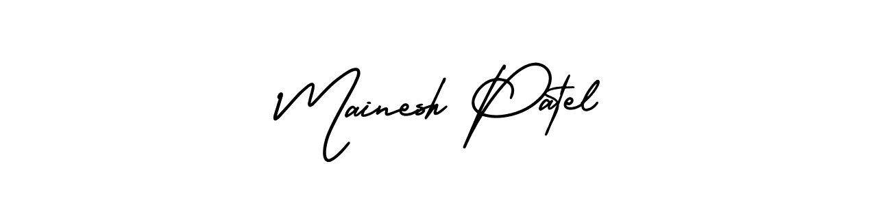 This is the best signature style for the Mainesh Patel name. Also you like these signature font (AmerikaSignatureDemo-Regular). Mix name signature. Mainesh Patel signature style 3 images and pictures png