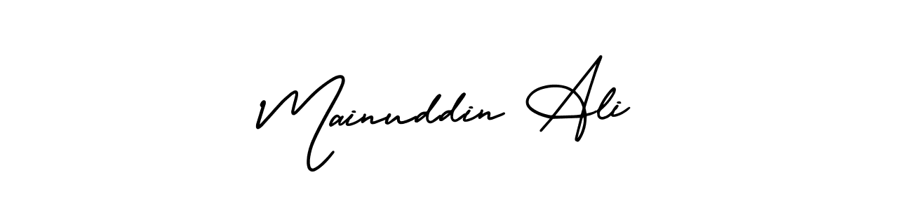 How to make Mainuddin Ali name signature. Use AmerikaSignatureDemo-Regular style for creating short signs online. This is the latest handwritten sign. Mainuddin Ali signature style 3 images and pictures png