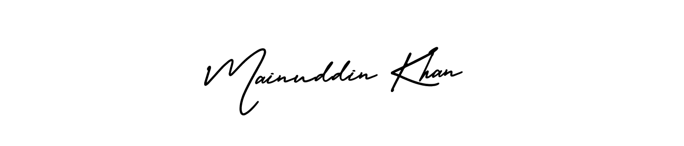 Design your own signature with our free online signature maker. With this signature software, you can create a handwritten (AmerikaSignatureDemo-Regular) signature for name Mainuddin Khan. Mainuddin Khan signature style 3 images and pictures png