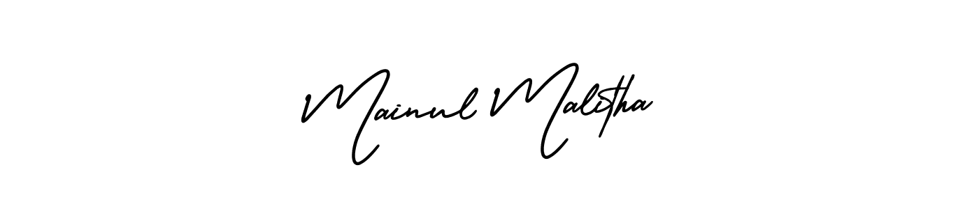 How to make Mainul Malitha signature? AmerikaSignatureDemo-Regular is a professional autograph style. Create handwritten signature for Mainul Malitha name. Mainul Malitha signature style 3 images and pictures png