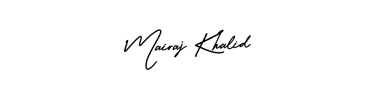 The best way (AmerikaSignatureDemo-Regular) to make a short signature is to pick only two or three words in your name. The name Mairaj Khalid include a total of six letters. For converting this name. Mairaj Khalid signature style 3 images and pictures png