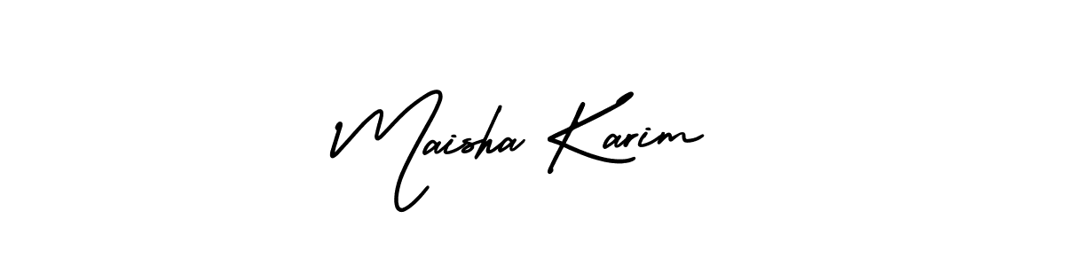 Also You can easily find your signature by using the search form. We will create Maisha Karim name handwritten signature images for you free of cost using AmerikaSignatureDemo-Regular sign style. Maisha Karim signature style 3 images and pictures png