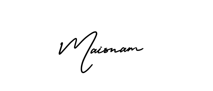 Maisnam stylish signature style. Best Handwritten Sign (AmerikaSignatureDemo-Regular) for my name. Handwritten Signature Collection Ideas for my name Maisnam. Maisnam signature style 3 images and pictures png