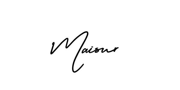 You should practise on your own different ways (AmerikaSignatureDemo-Regular) to write your name (Maisur) in signature. don't let someone else do it for you. Maisur signature style 3 images and pictures png