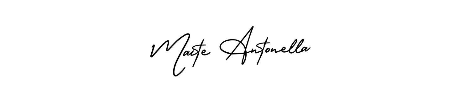 It looks lik you need a new signature style for name Maite Antonella. Design unique handwritten (AmerikaSignatureDemo-Regular) signature with our free signature maker in just a few clicks. Maite Antonella signature style 3 images and pictures png