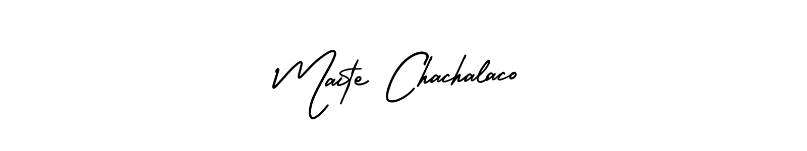 Check out images of Autograph of Maite Chachalaco name. Actor Maite Chachalaco Signature Style. AmerikaSignatureDemo-Regular is a professional sign style online. Maite Chachalaco signature style 3 images and pictures png