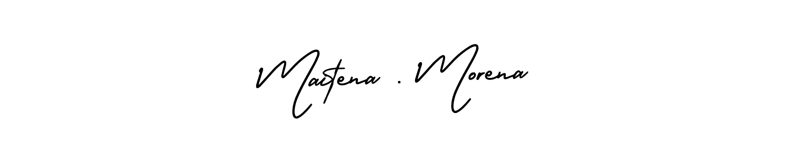 The best way (AmerikaSignatureDemo-Regular) to make a short signature is to pick only two or three words in your name. The name Maitena . Morena include a total of six letters. For converting this name. Maitena . Morena signature style 3 images and pictures png